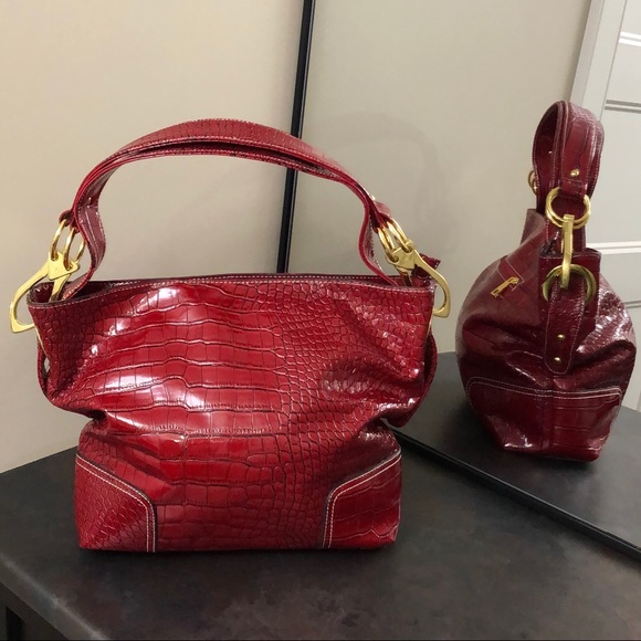 Handbags - Red Crocodile Print Purse